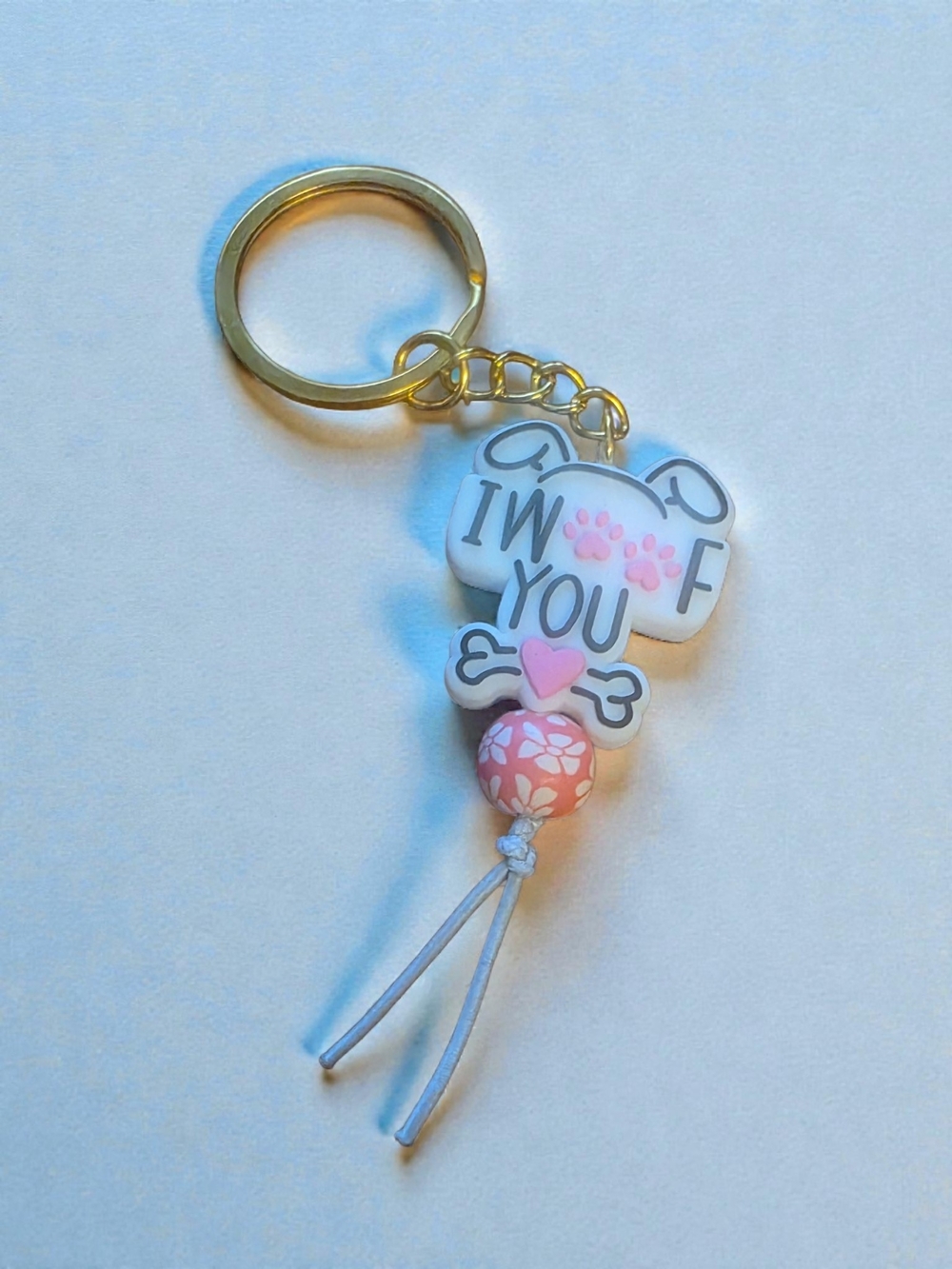 Handmade I Woof You Silicone Bead Dog Lover Keychain